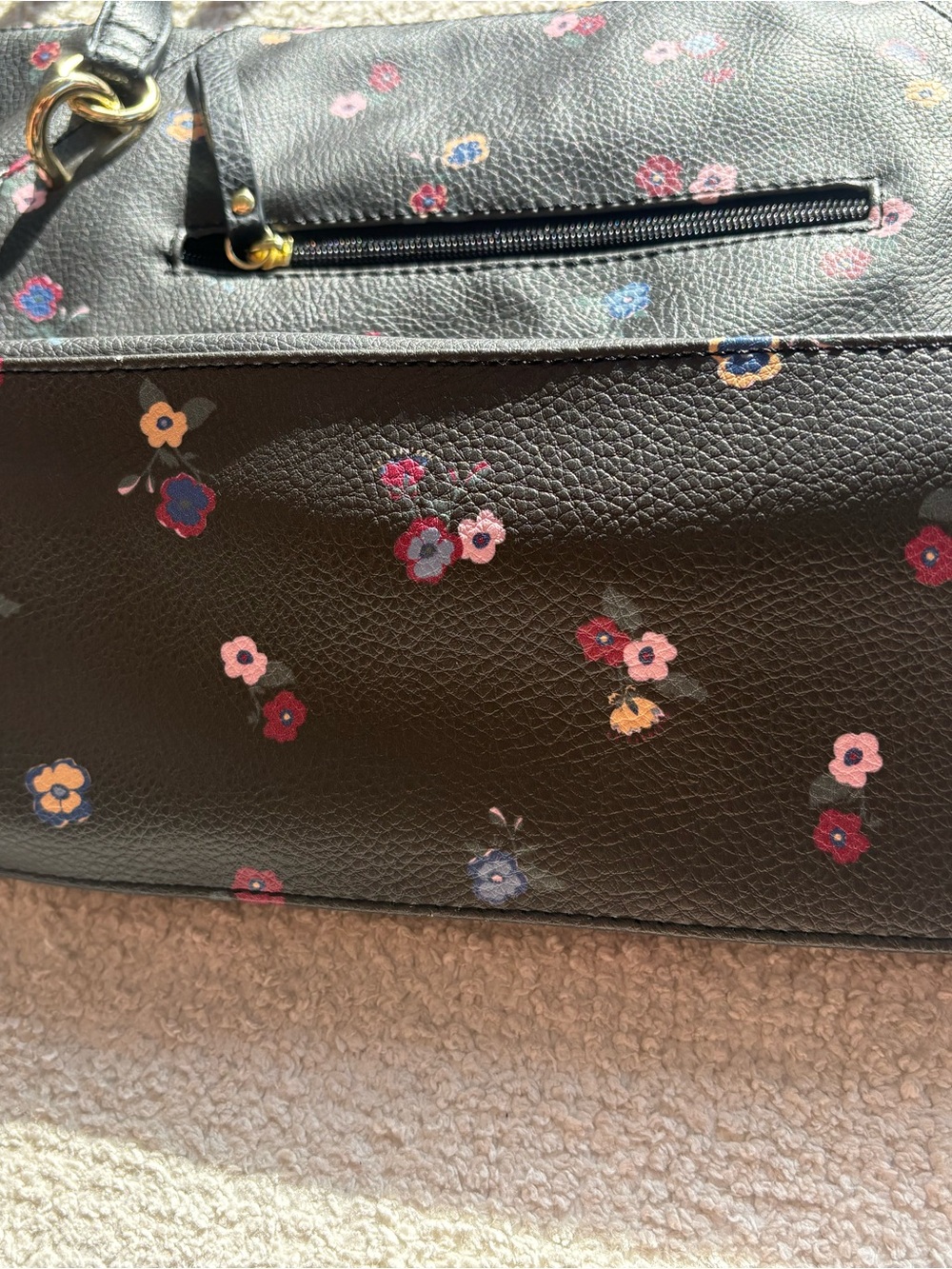 Nicole by Nicole Miller Black Floral Shoulder Bag with Pink & Blue Accents - Picture 4 of 12